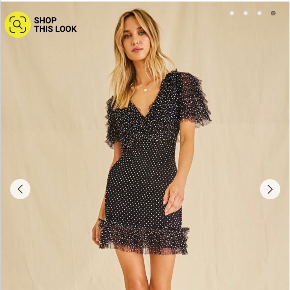 Forever 21 Mesh Polka Dot Smocked Mini Dress